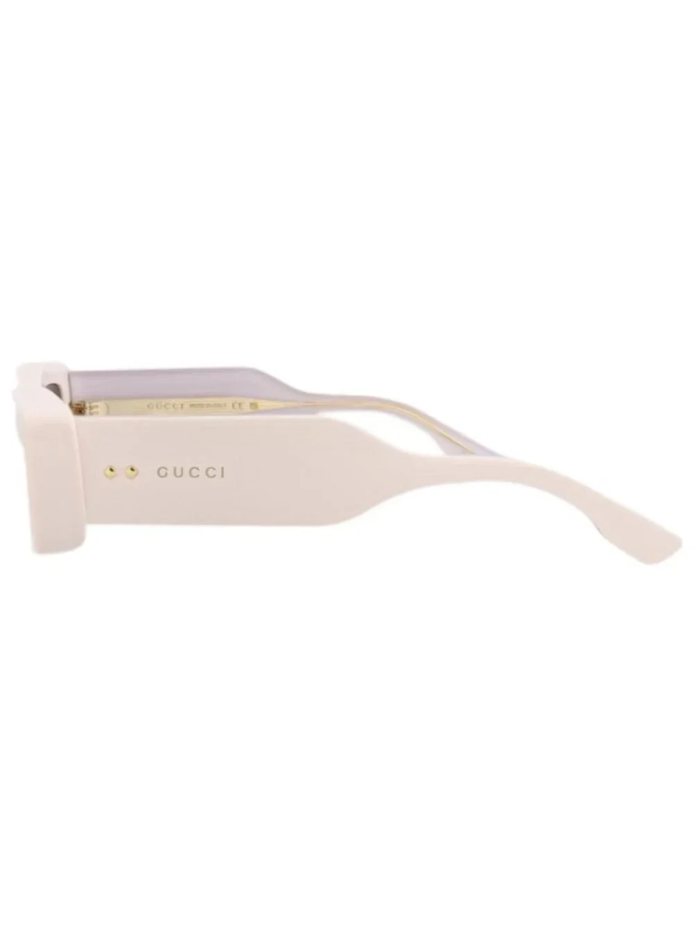 New Gucci Women's Sunglasses Square Rectangle Recycled Acetate Frame Ivory Ivory